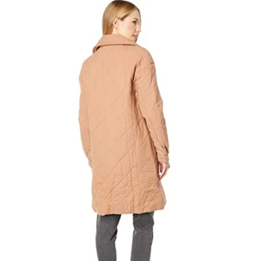 AVEC LES FILLES Quilted Doubled Breasted Cozy Camel Tan Coat Jacket - Picture 2 of 16